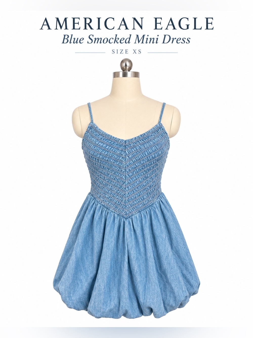 American Eagle Blue Smocked Mini Dress Size XS